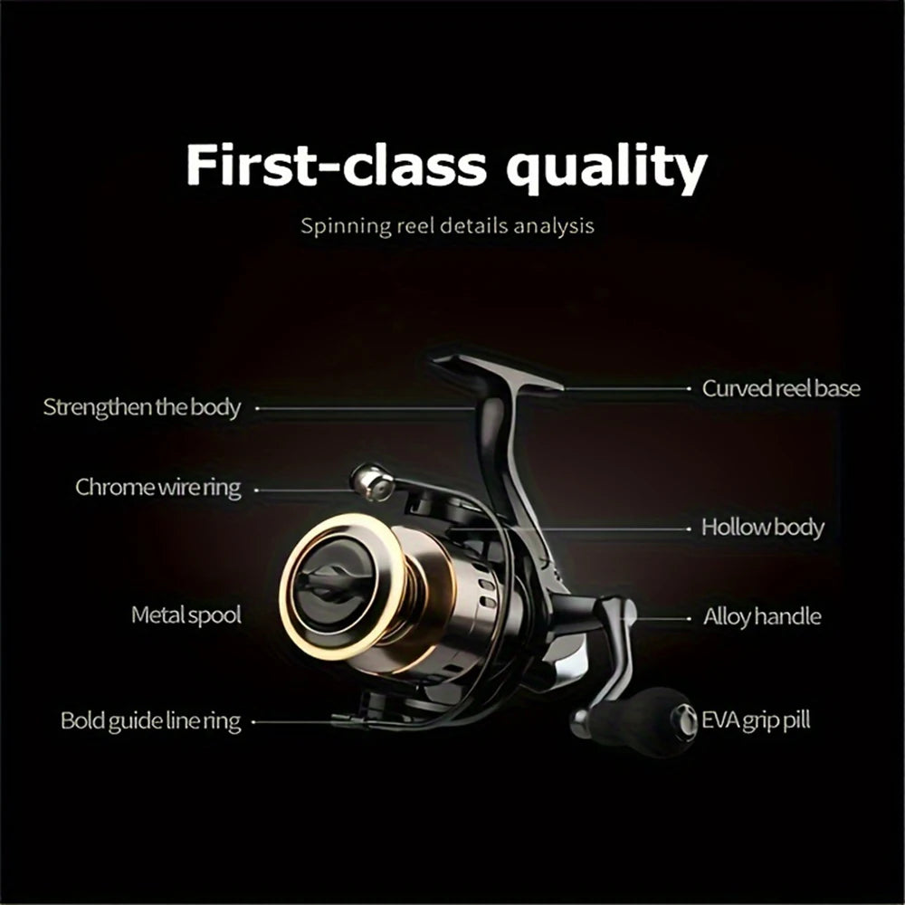 Ambidextrous Spinning Reel With Metal Spool And Rocker Arm 5.2:1