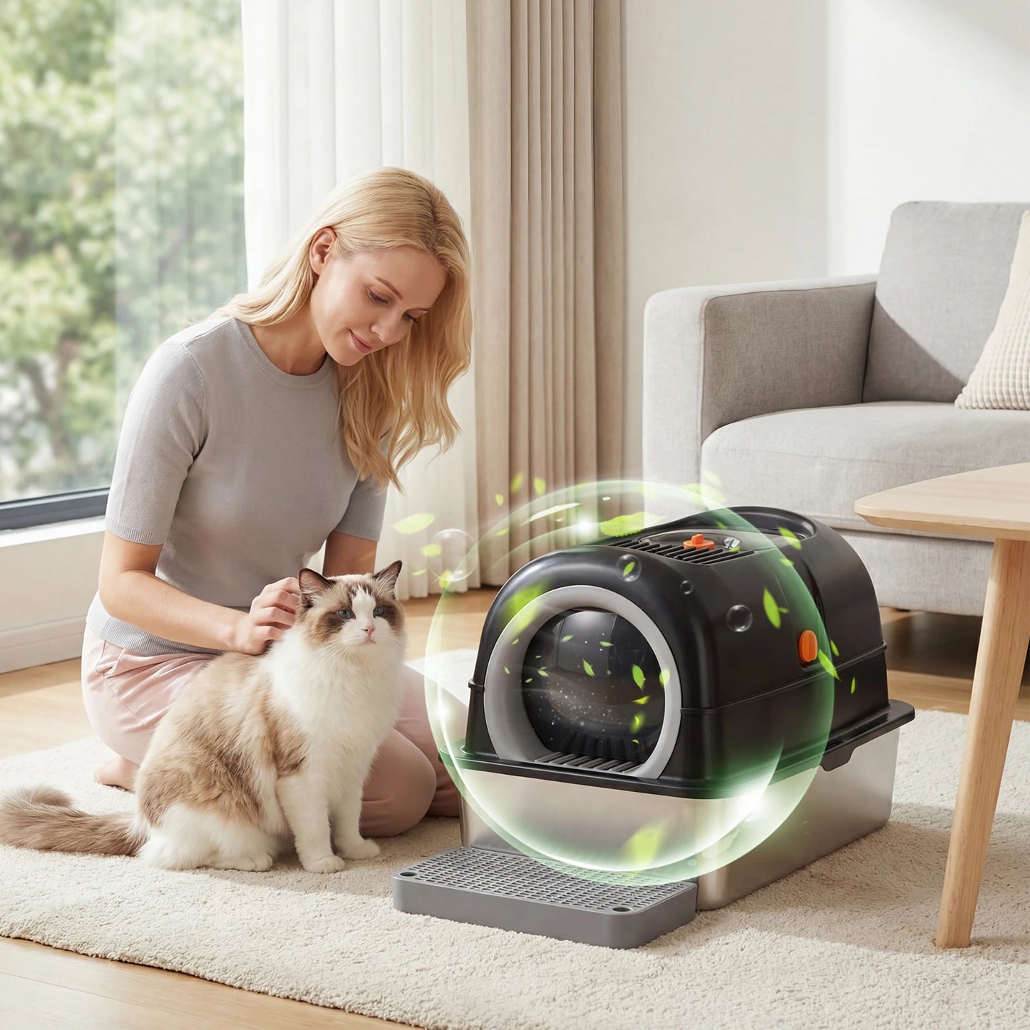 Stainless Steel Cat Litter Box With Fully Enclosed Design