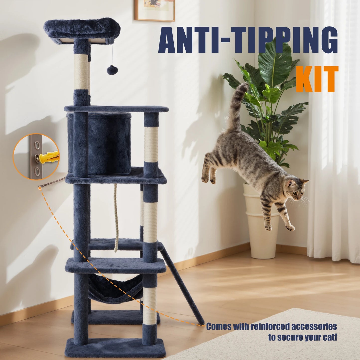 JHK Cat Tree Tall Multi Cat Climbing Tower
