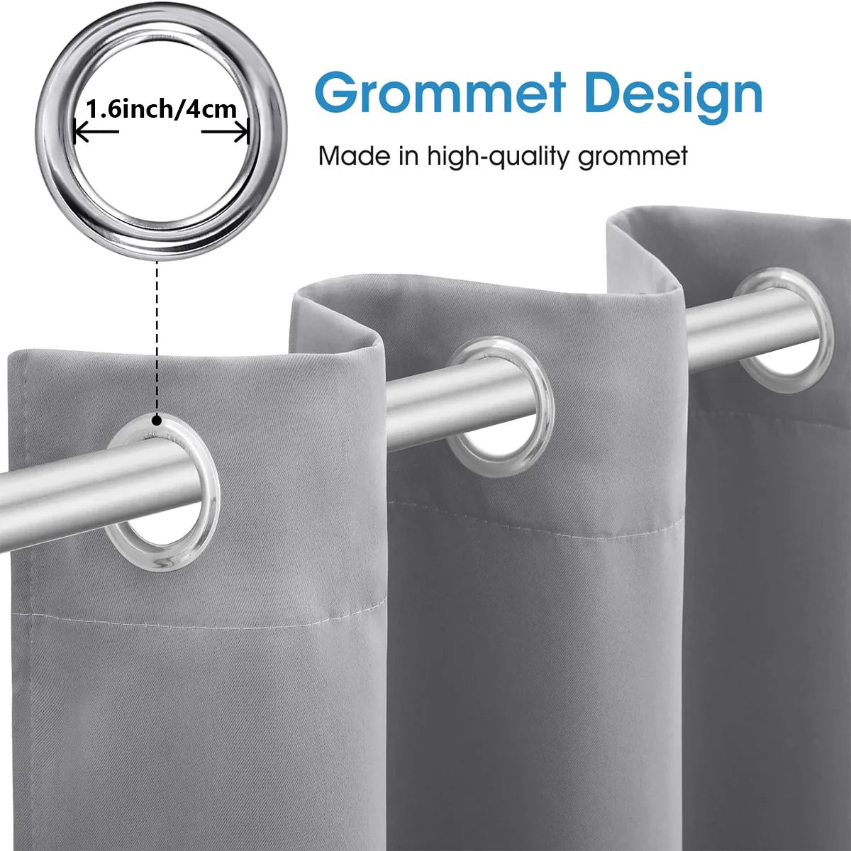 Blackout Curtains 4-Piece Set Heat Insulated For Bedroom And Living Room