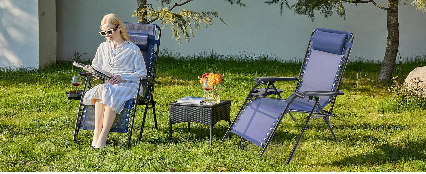 JHK Portable Zero Gravity Recliner Chairs With Cup Holder Trays