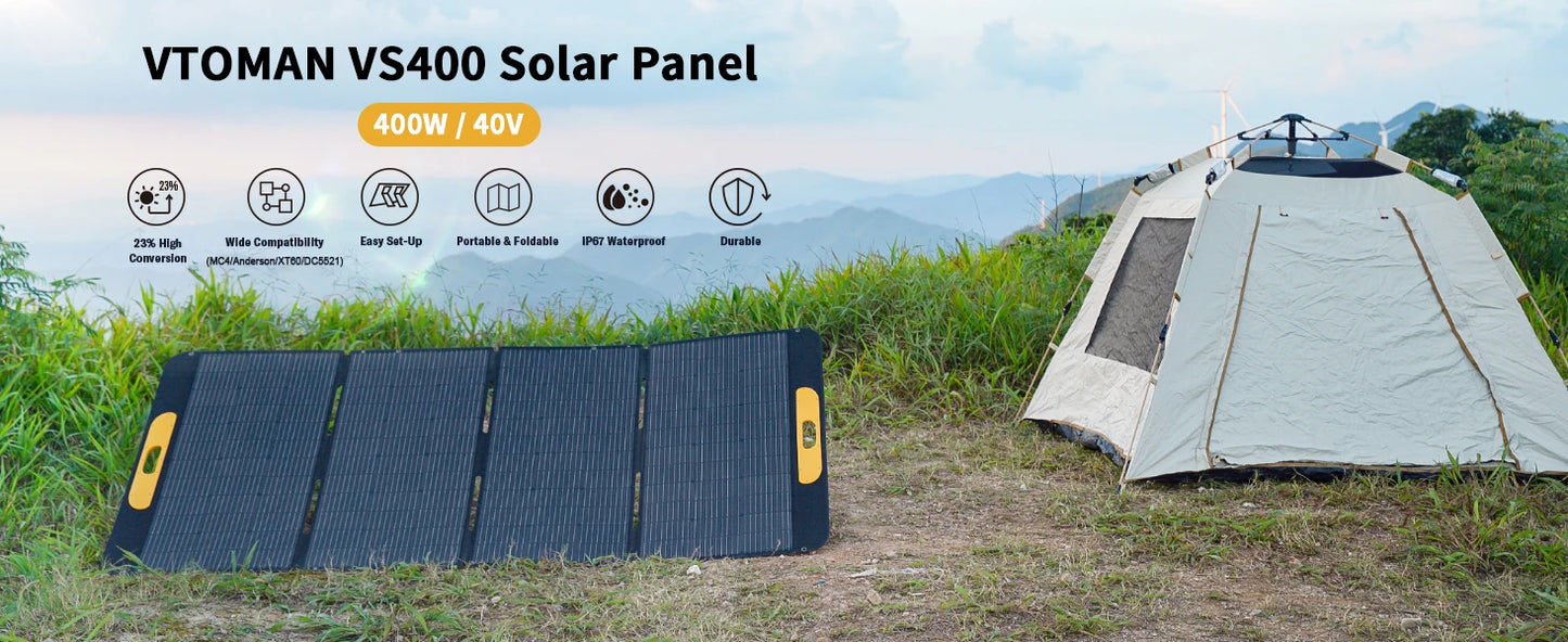 VTOMAN VS400W Foldable Solar Panel for RV and Power Station