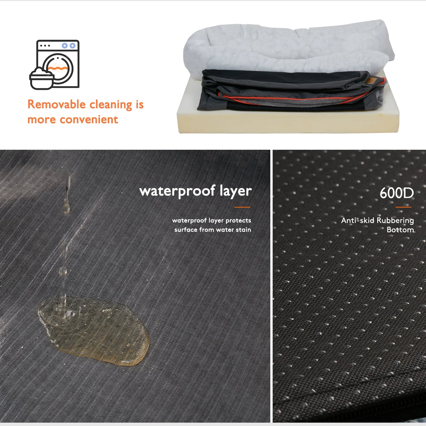 BINGOPAW Dog Bed Anti Allergy Warm Fleece Removable Waterproof Cover