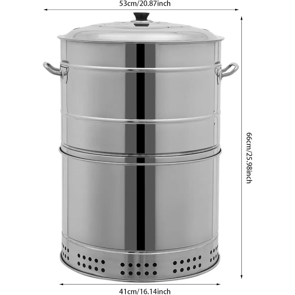 Smokeless Charcoal Grill 360 Stainless Steel BBQ Barrel With Skewers