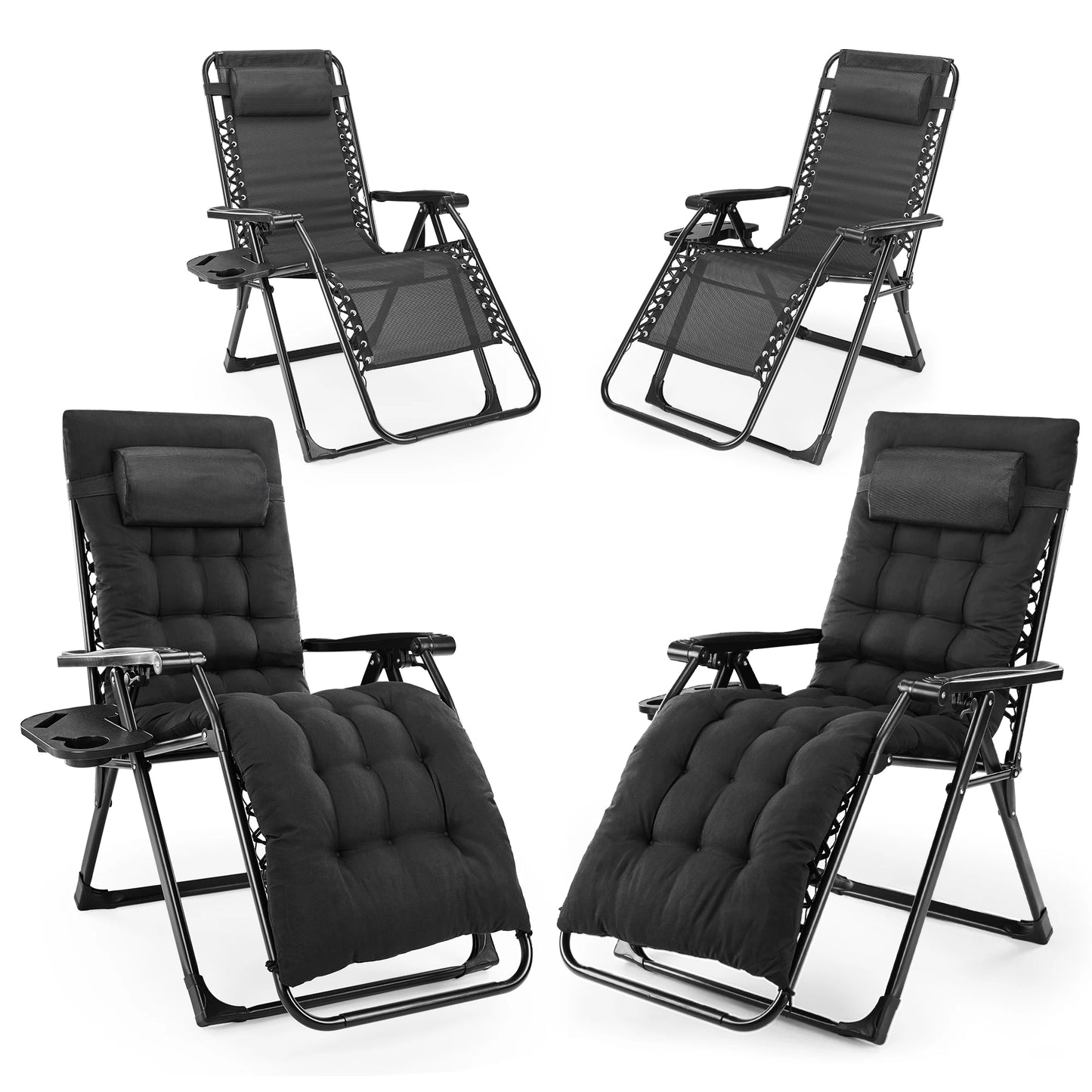 JHK Zero Gravity Recliner Folding Lounge Chair With Cup Holders