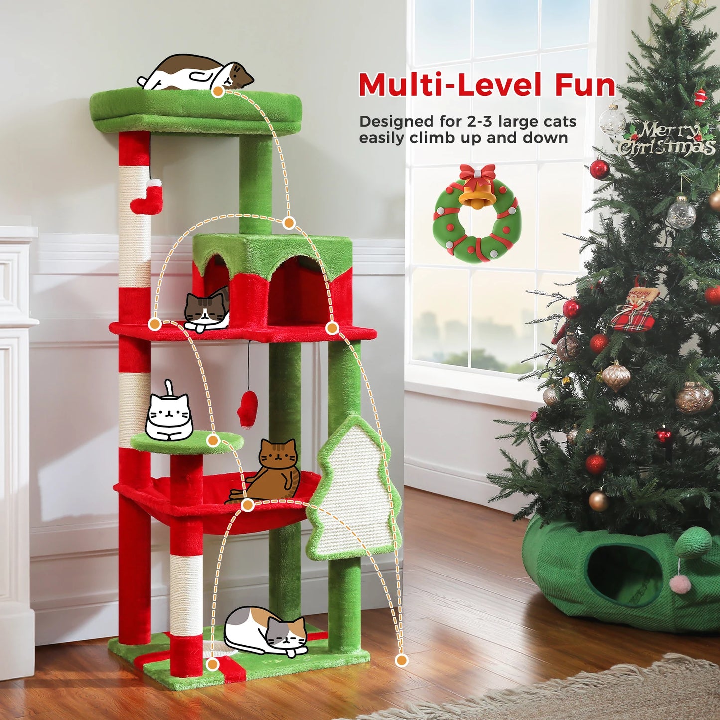 PawZ Road 5 Tier Indoor Cat Tree With Hammock