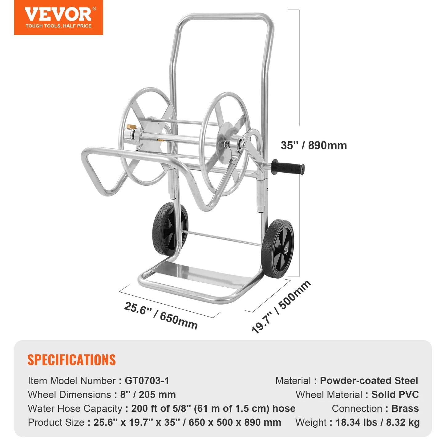 SucceBuy Garden Hose Reel Cart Heavy Duty With Basket