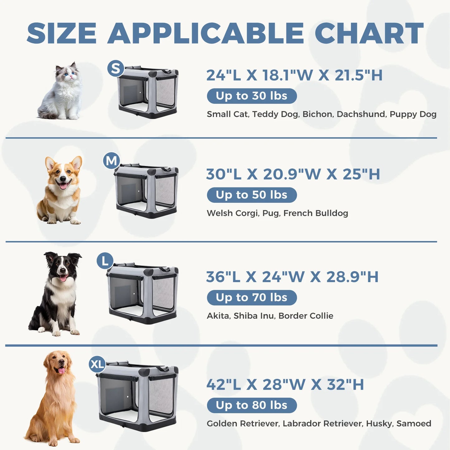 JHK 600D Oxford Foldable Soft Dog Crate With 3 Doors For Indoor Use