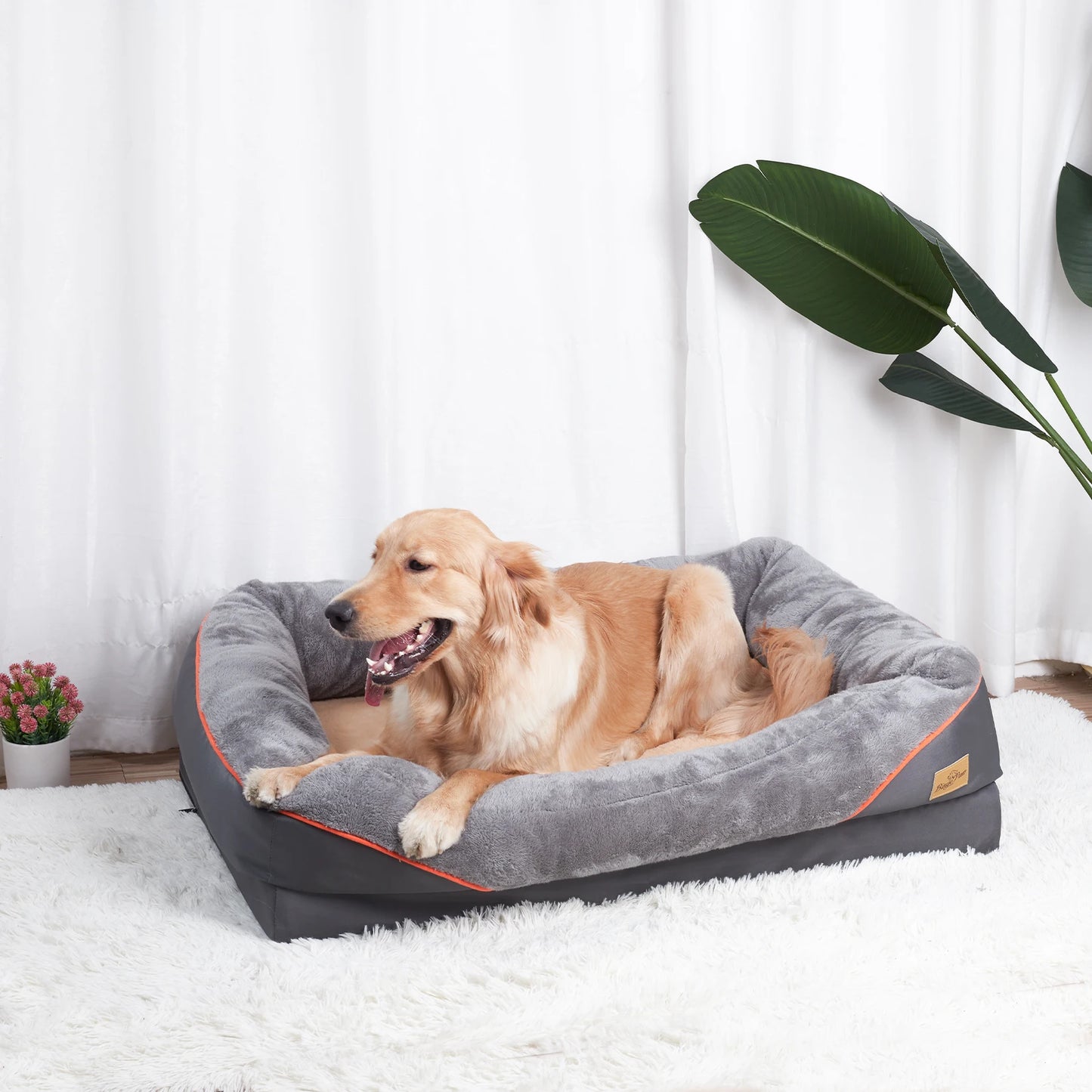 BINGOPAW Dog Bed Anti Allergy Warm Fleece Removable Waterproof Cover