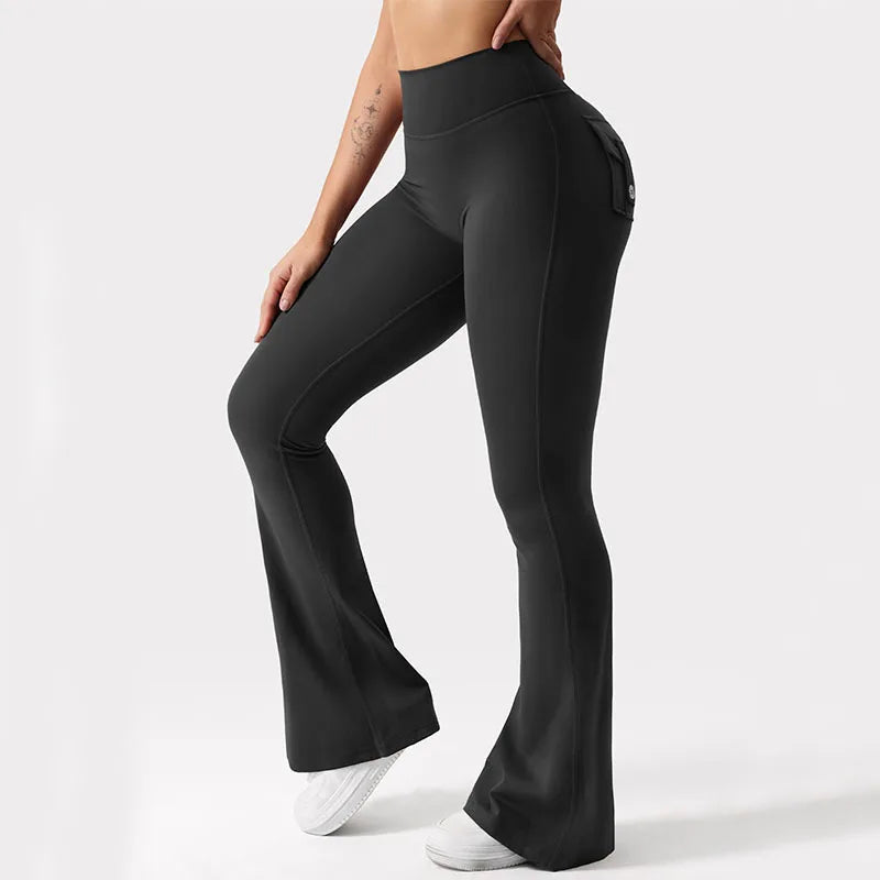 Summer Women's Cargo Pocket Fitness Tights High Waist Yoga Pants