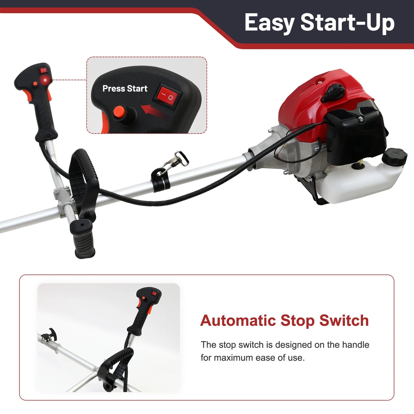 Gas Powered 4-In-1 Weed Wacker And Brush Cutter With Heads