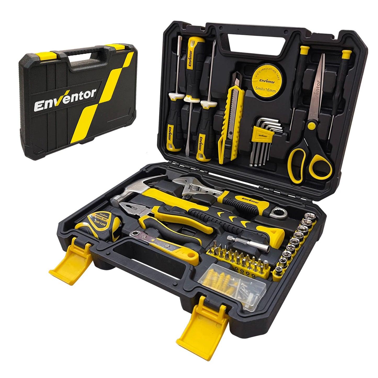 Enventor 90 Piece Home Tool Kit With Storage Box For DIY Projects
