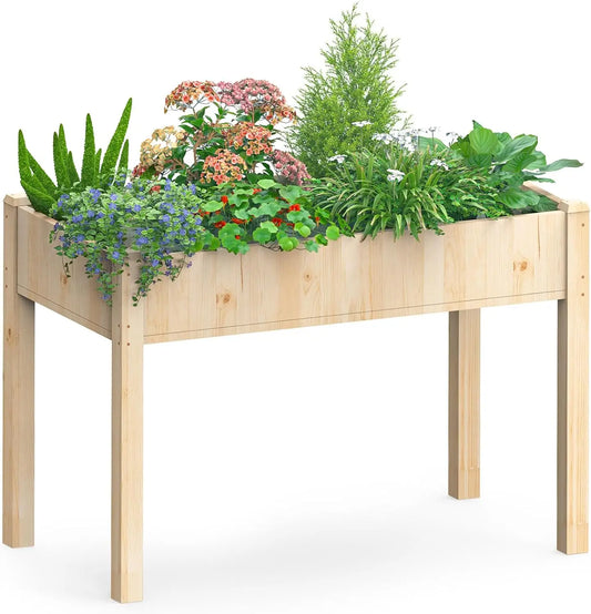 Elevated Wooden Planter Box With Legs For Patio Garden