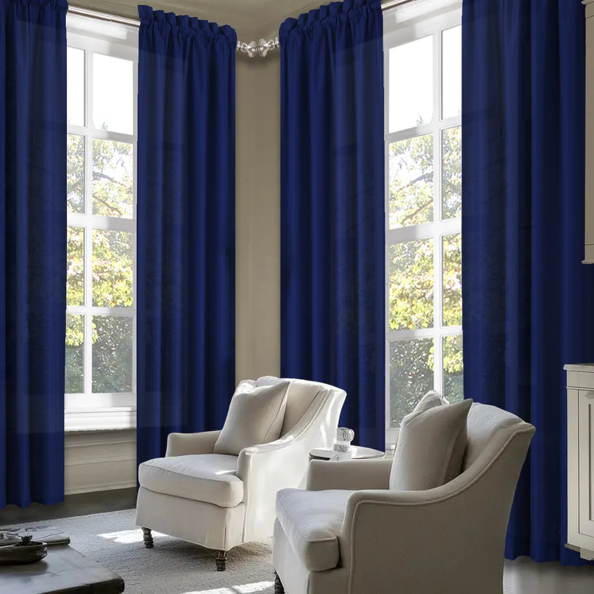 SABALANICA Light Filtering Curtains 4-Piece Rod Pocket Polyester Living Room