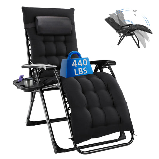 MCQ Zero Gravity Cushioned Lounge Chair Folding Camping Cup Holder