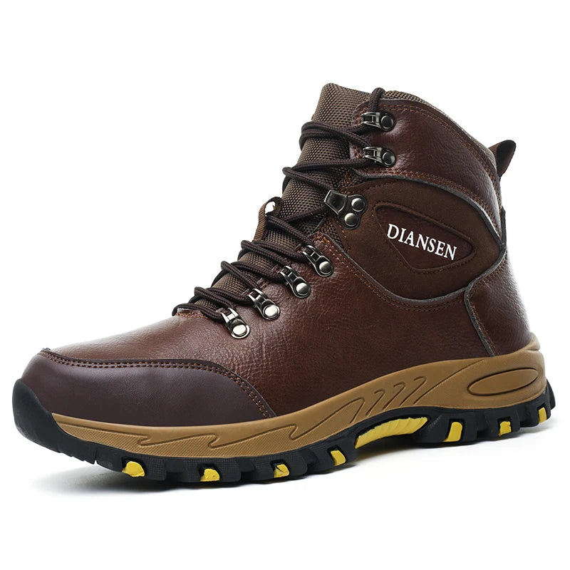 VEIGAR Waterproof Leather Work Boots For Men Safety Anti Puncture
