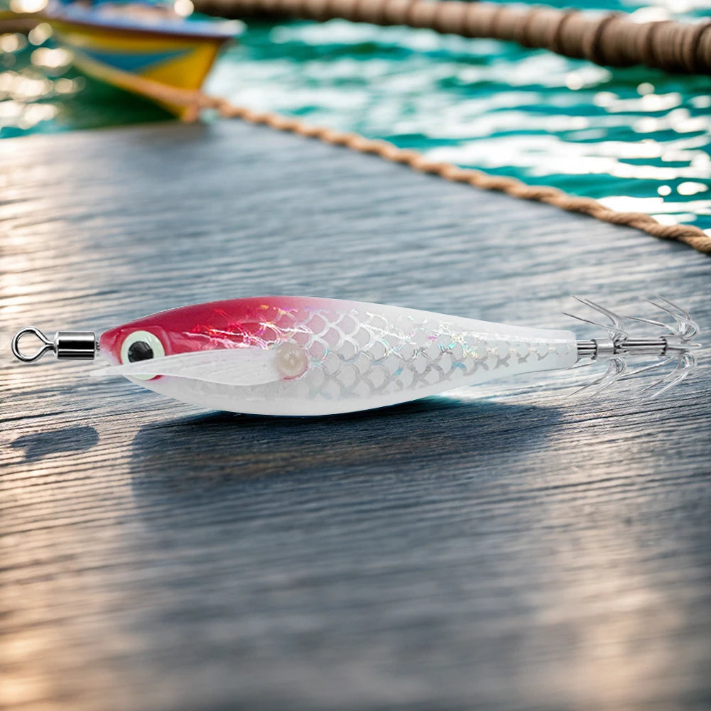 Luminous Squid Lure With 3D Eyes For Night Fishing