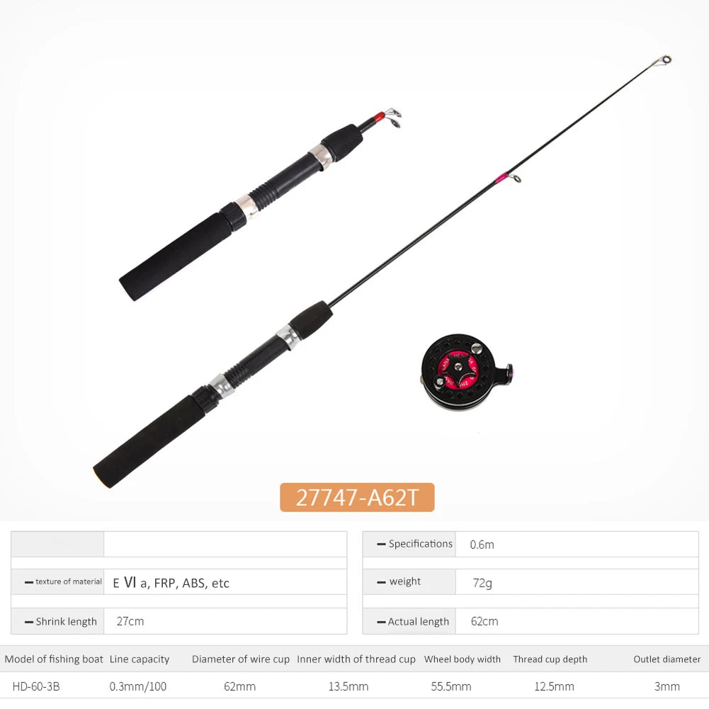 JOCESTYLE Telescopic Ice Fishing Rod Ultra Lightweight Portable