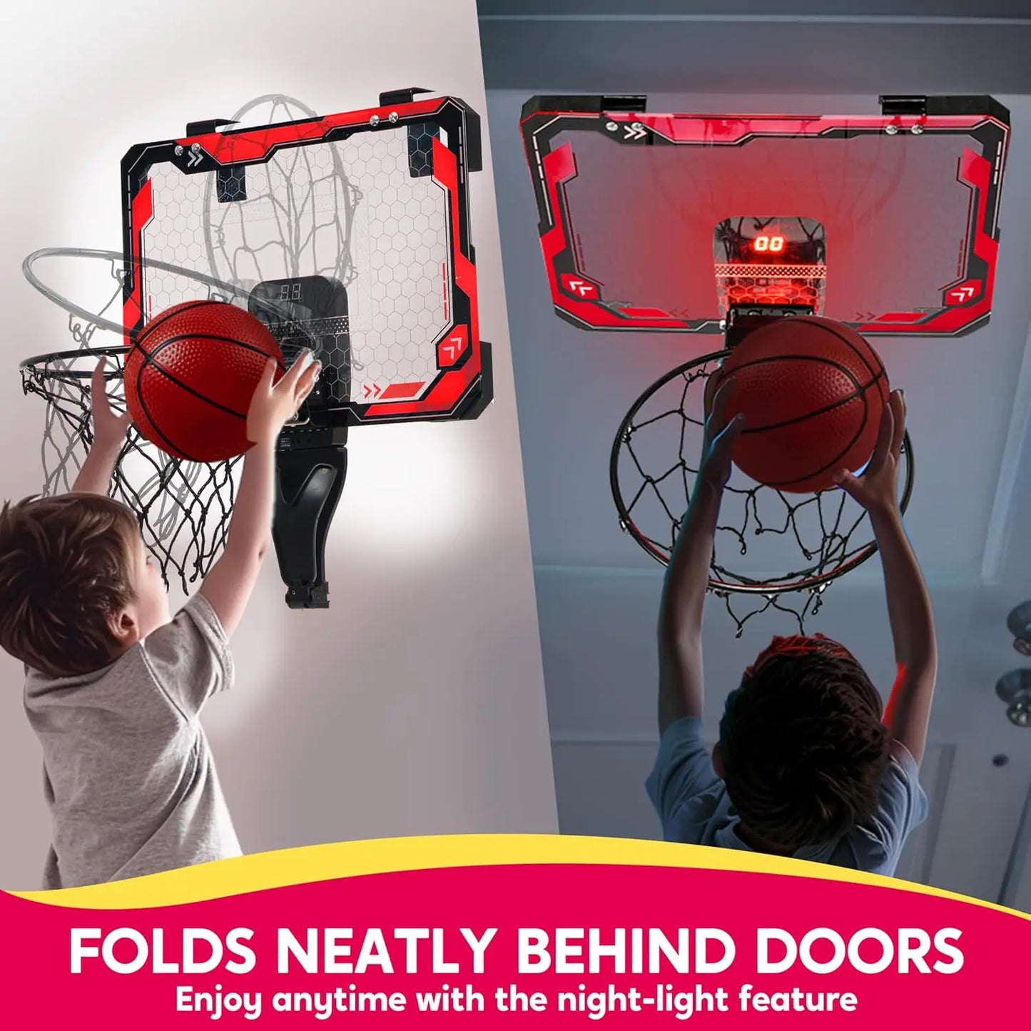 Joyfy Mini Indoor Basketball Hoop With LED Scoreboard 4 Balls