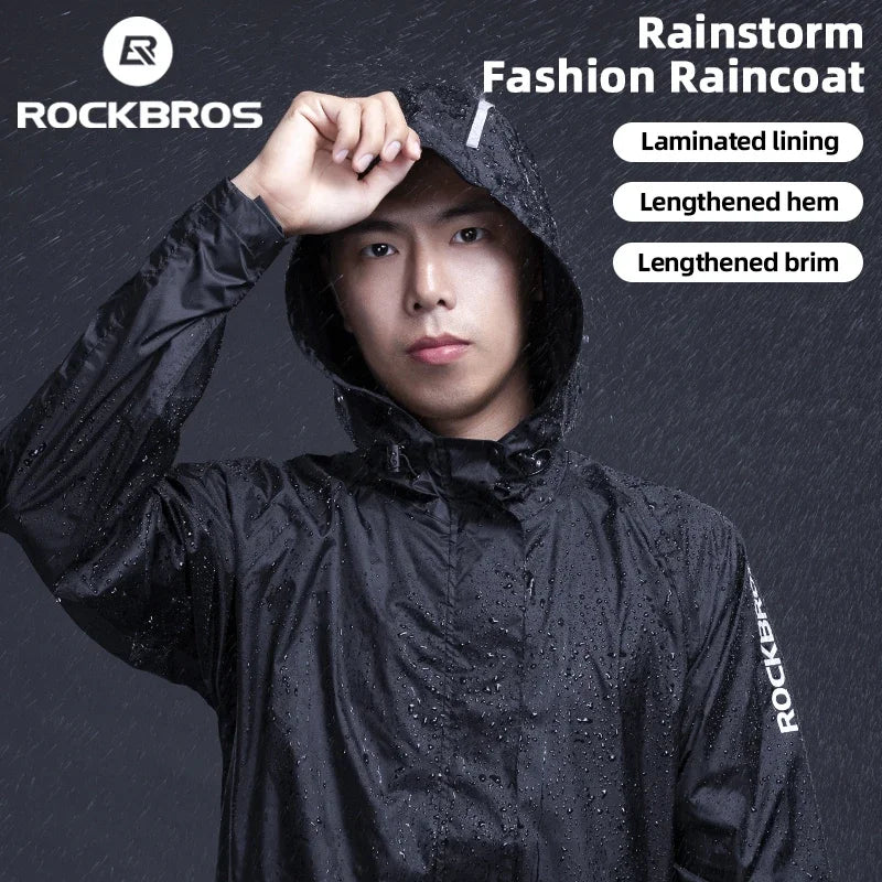 ROCKBROS Cycling Raincoat Mens Hooded Breathable Waterproof Reflective Jacket