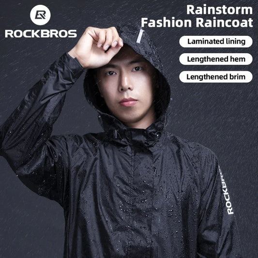 ROCKBROS Cycling Raincoat Mens Hooded Breathable Waterproof Reflective Jacket