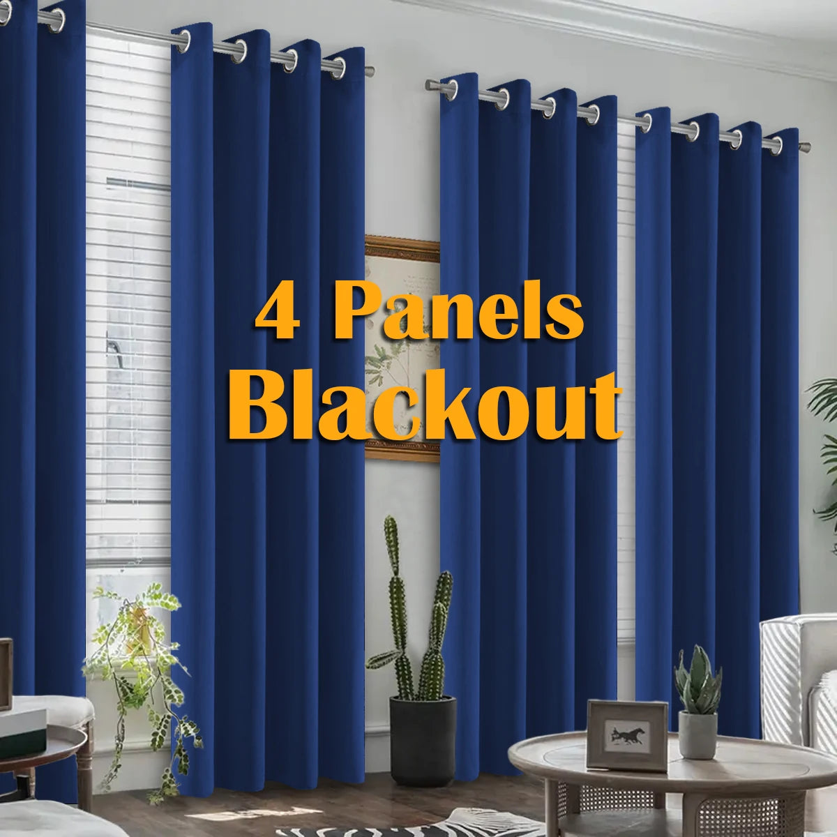 Blackout Curtains 4-Piece Set Heat Insulated For Bedroom And Living Room