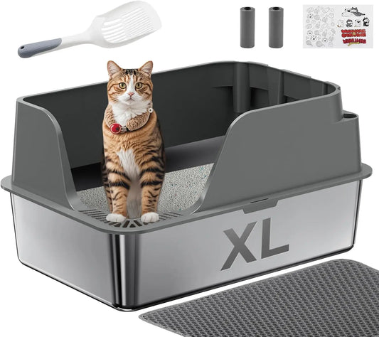 Stainless Steel Cat Litter Box Splashproof and Leakproof