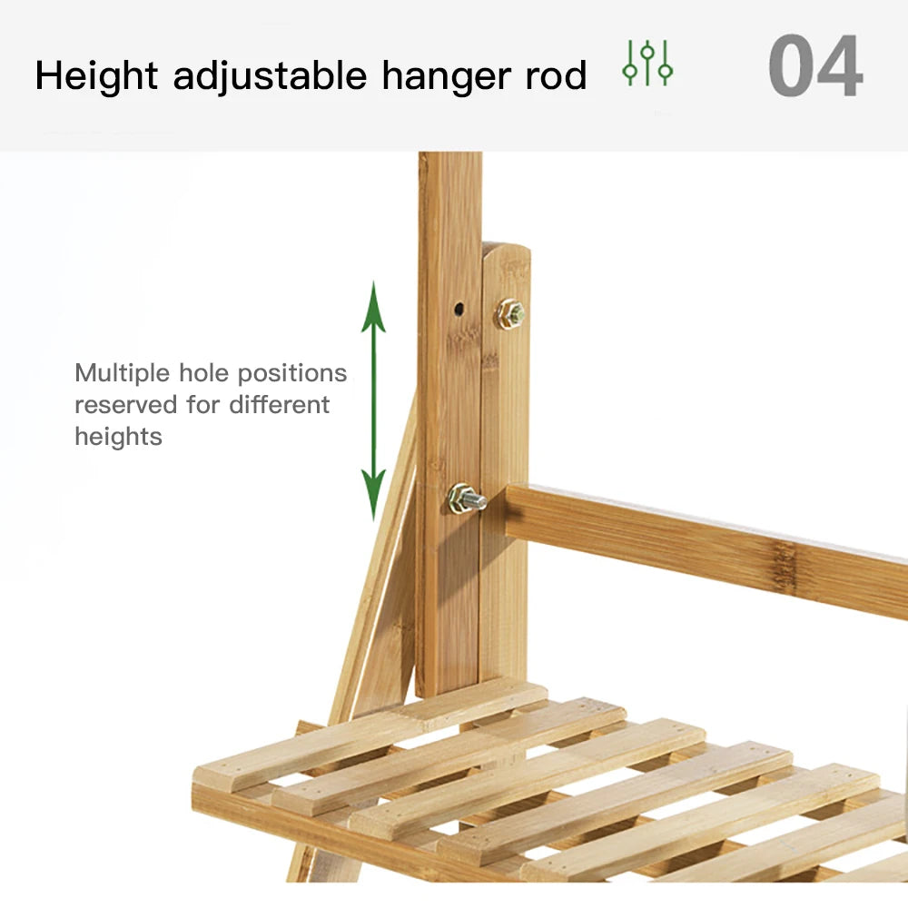 Folding Bamboo Plant Stand Three Tier Indoor Outdoor