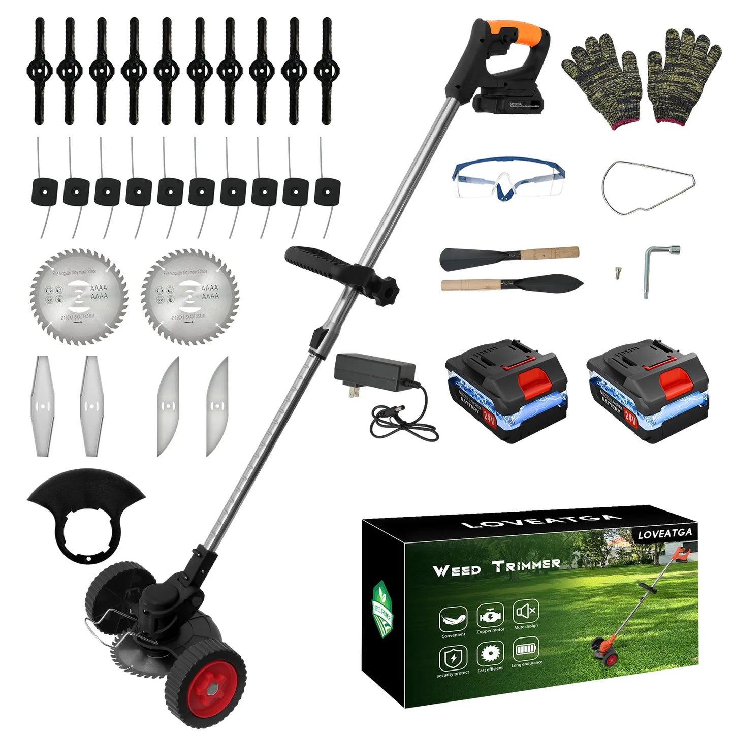21V Cordless Grass Trimmer 3-In-1 With 2x2Ah Batteries