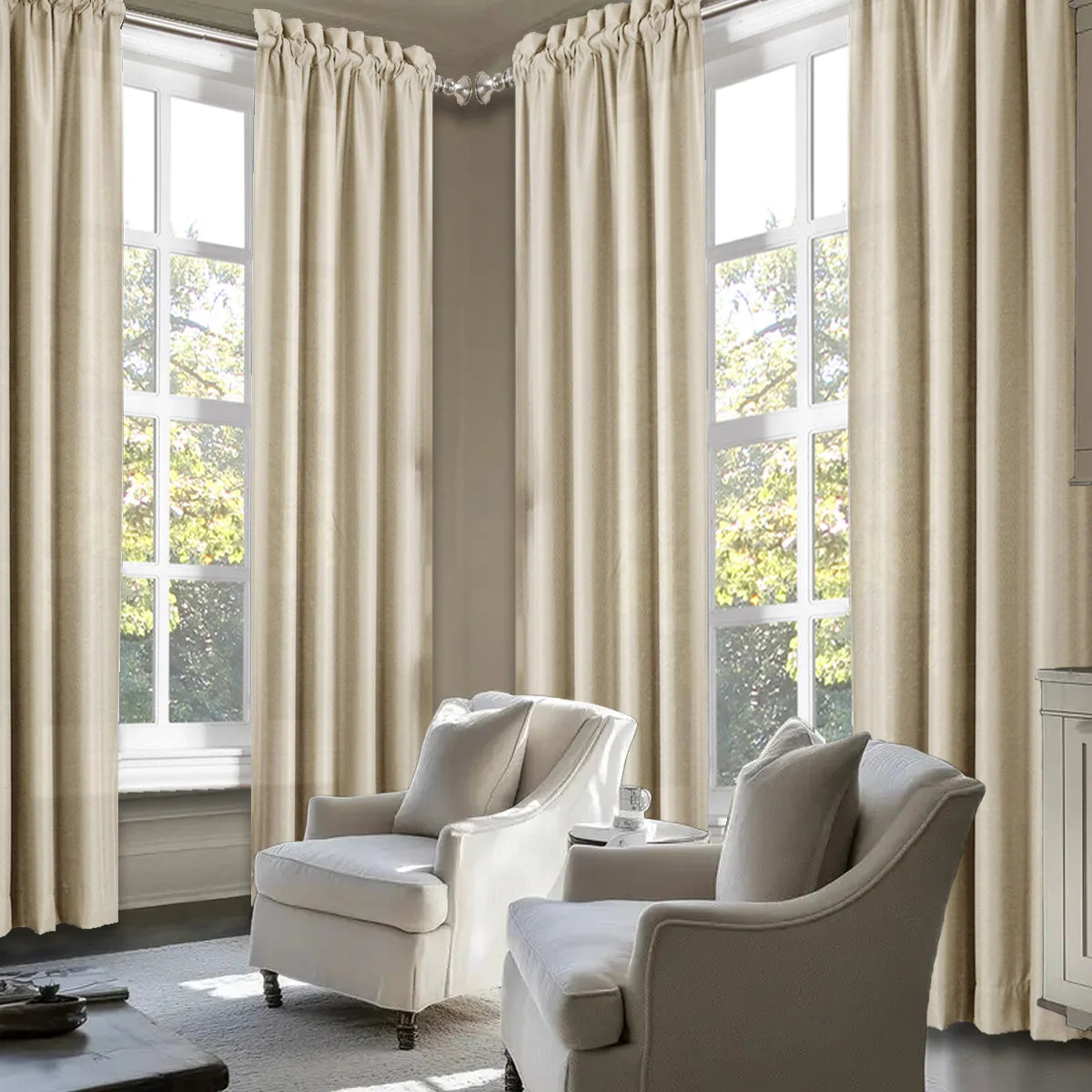 SABALANICA Light Filtering Curtains 4-Piece Rod Pocket Polyester Living Room