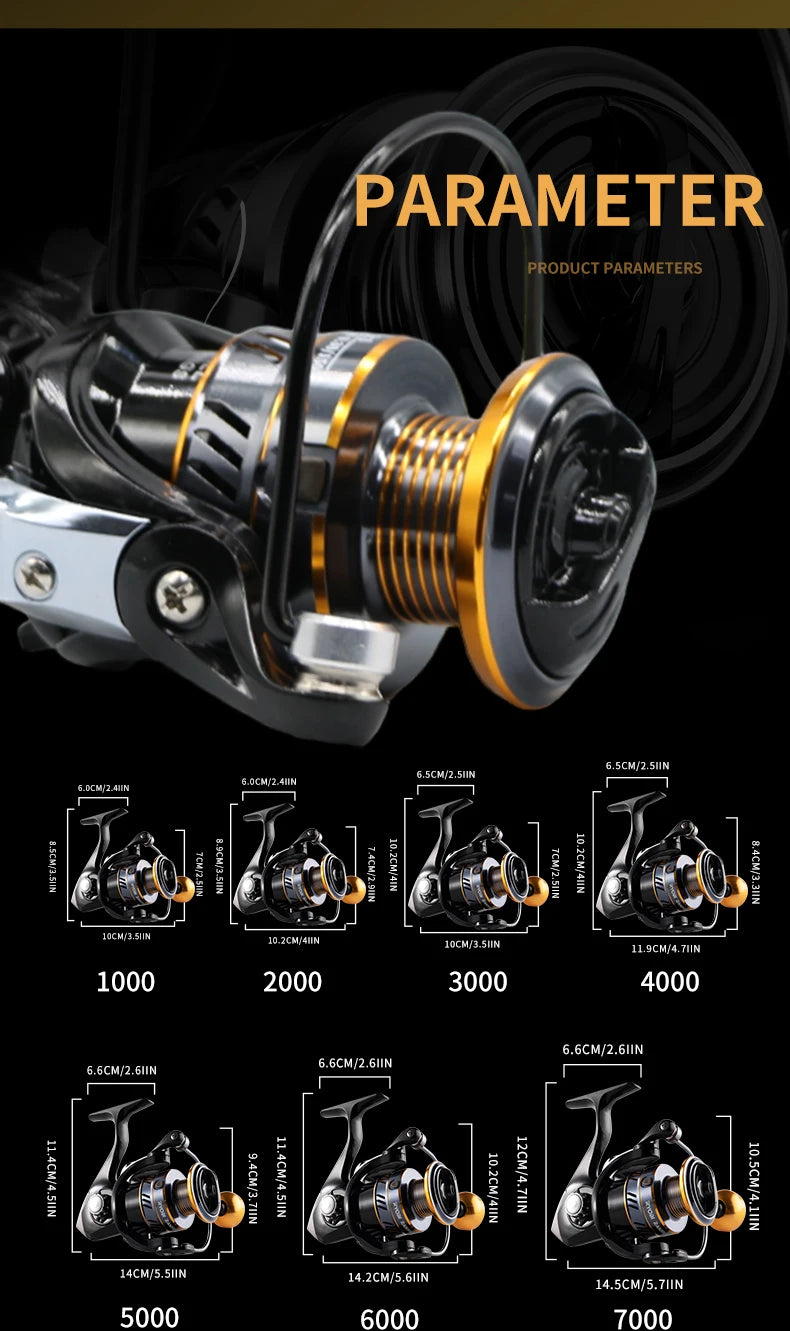 Rooblinos Spinning Fishing Reel High Speed Metal With 10Kg Drag