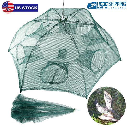 Foldable Hexagon Fishing Trap Net With Six Holes Portable Gear