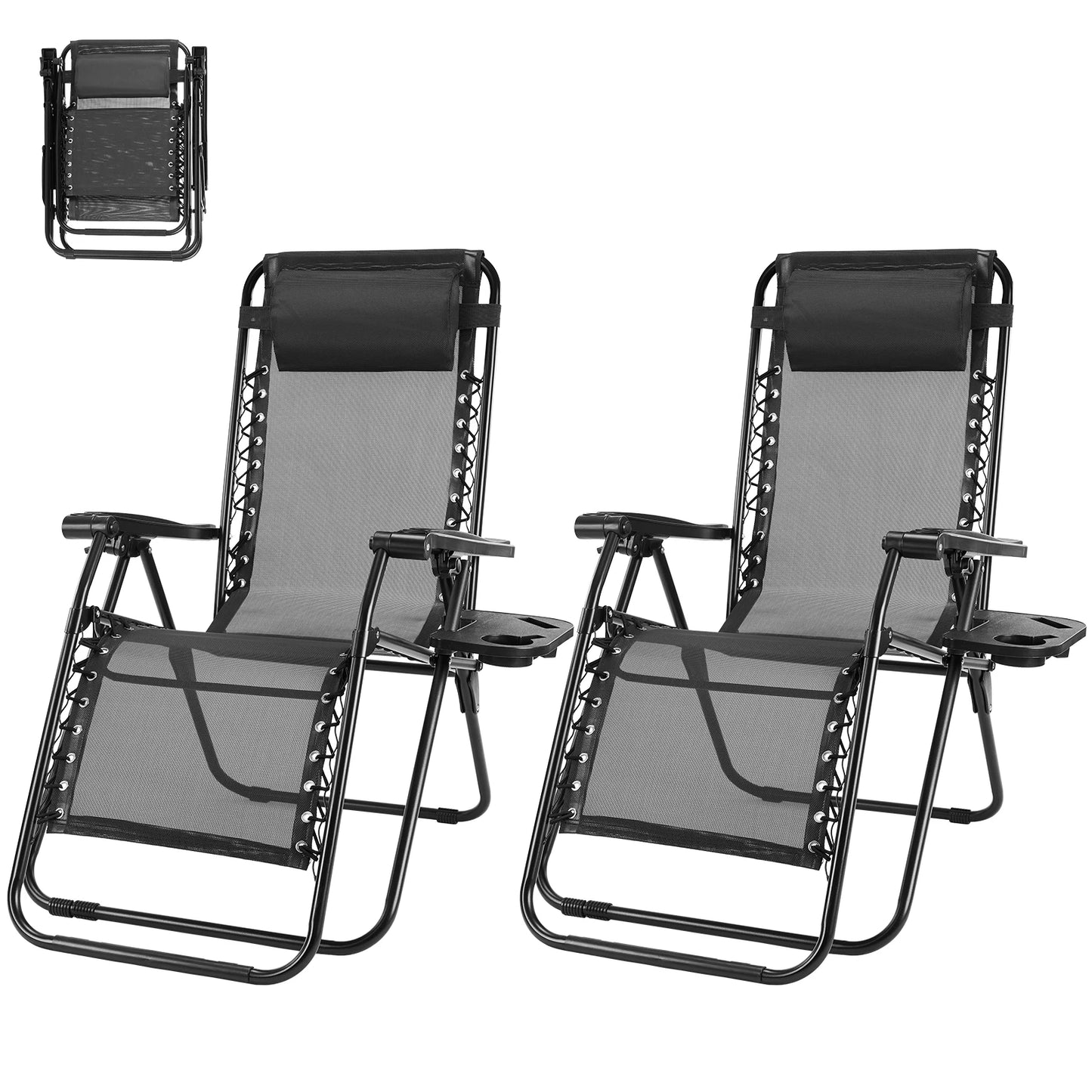 MCQ Outdoor Zero Gravity Folding Recliner Chairs With Cup Holders