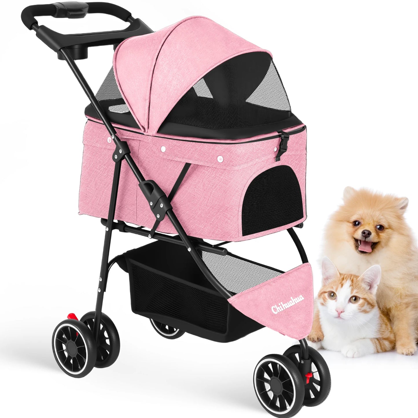 Chihuahua Pet Stroller for Dogs and Cats Portable Foldable Carrier