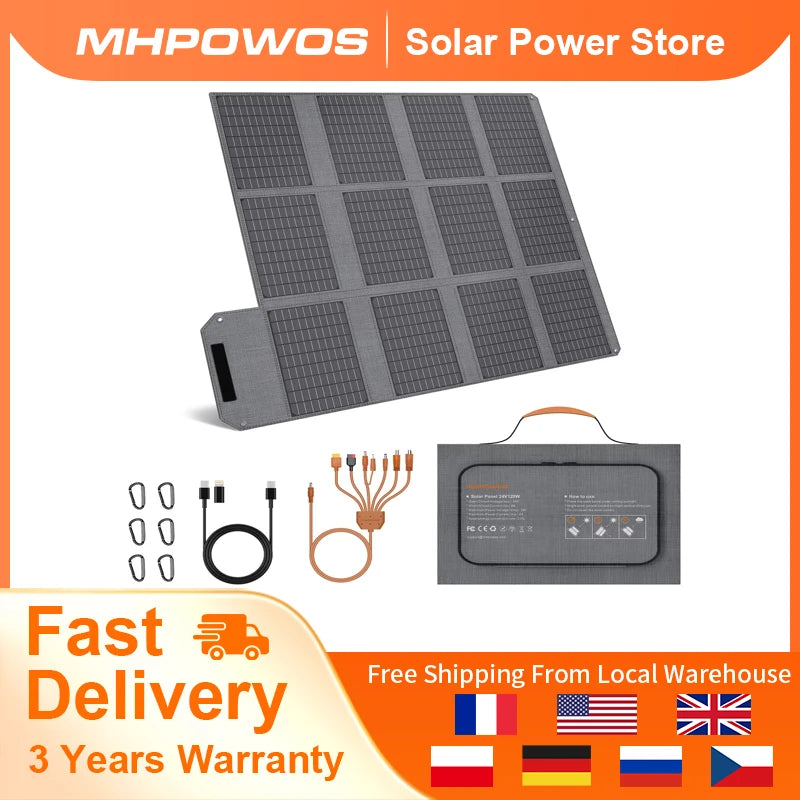 MHPOWOS 120W Foldable Solar Panel With USB C Ports
