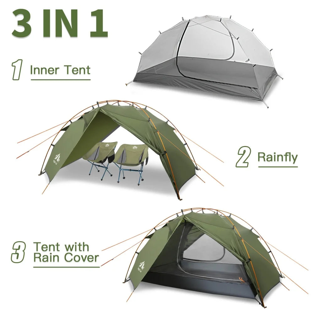 Night Cat Two Person Backpacking Tent Ultralight Waterproof Double Layers