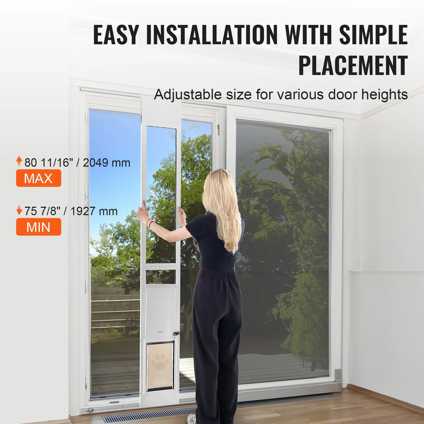 Dog Door Sliding Glass Door With Adjustable Height Aluminum Frame