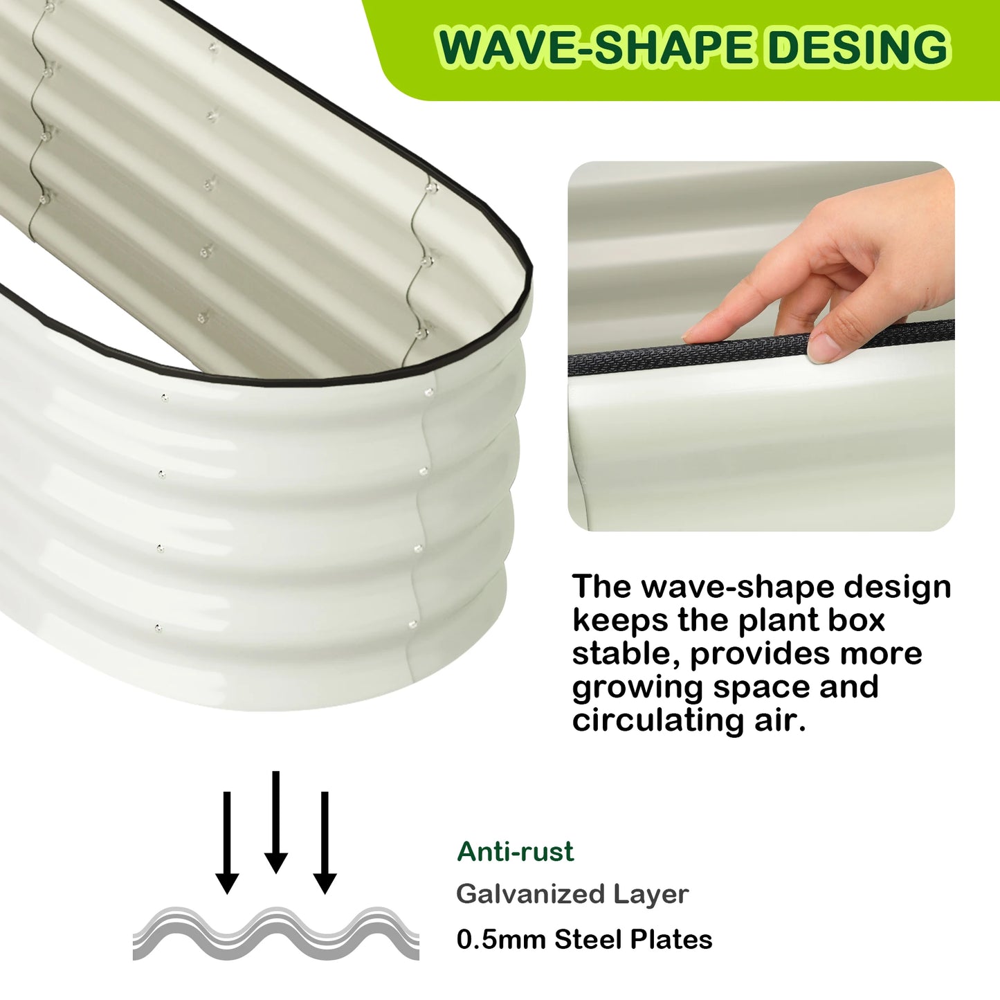 HiMISS Galvanized Oval Raised Garden Bed Outdoor Planter
