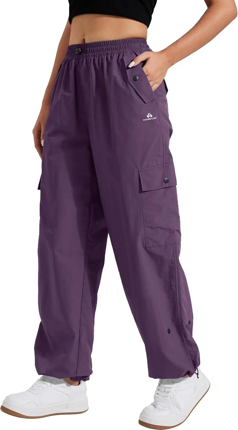 Pioneer Camp Womens Parachute Cargo Hiking Pants Quick Dry Baggy
