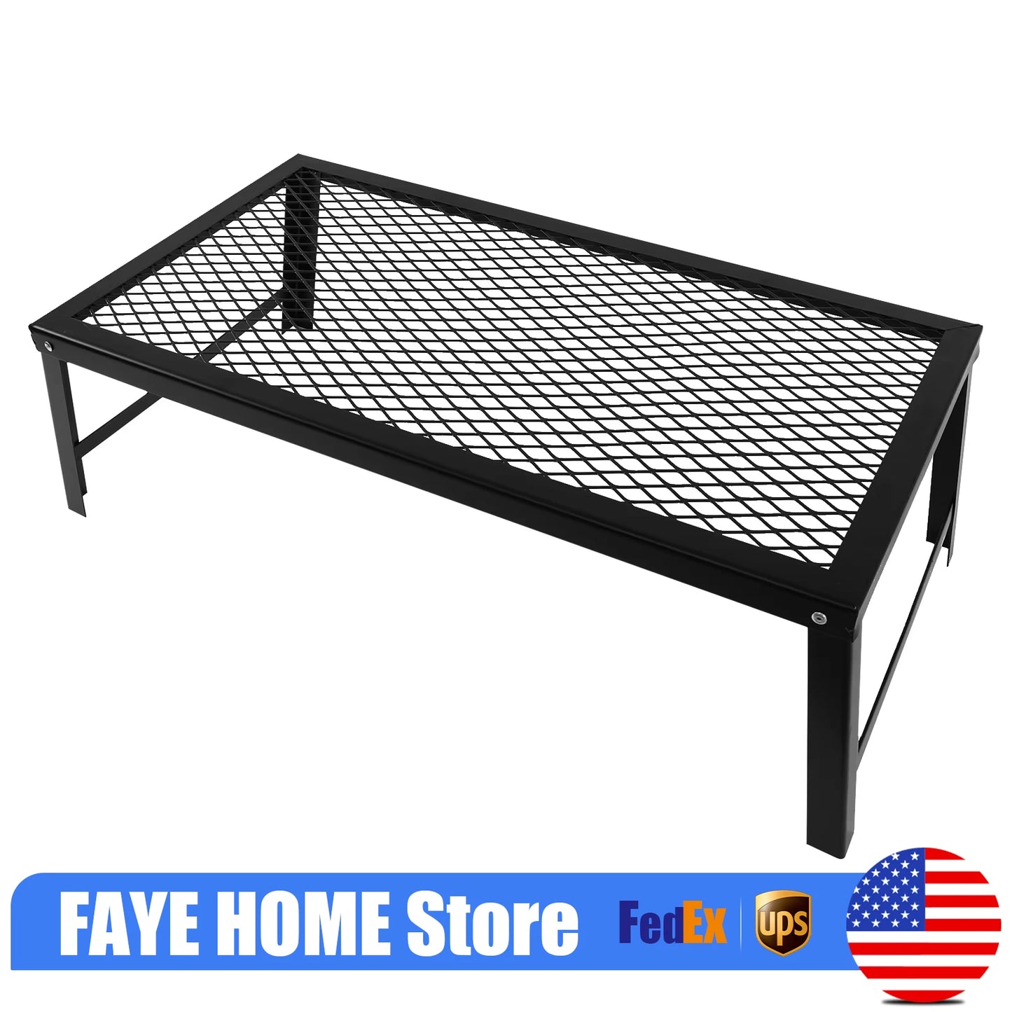 NONED Foldable Camping Grill Fire Pit Grate Portable Stand
