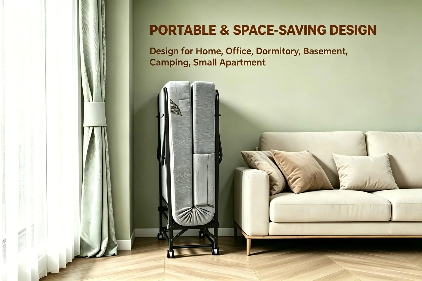 HiMISS Folding Bed With Mattress, Portable Rollaway Guest Bed