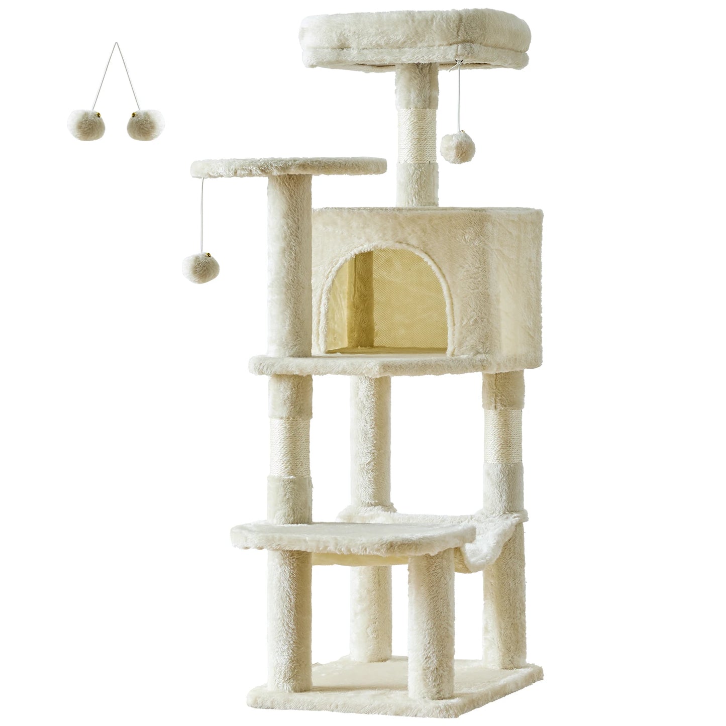 JHK Cat Tree Four Tier Tall Multi Cat Climbing Tower For Indoor Cats