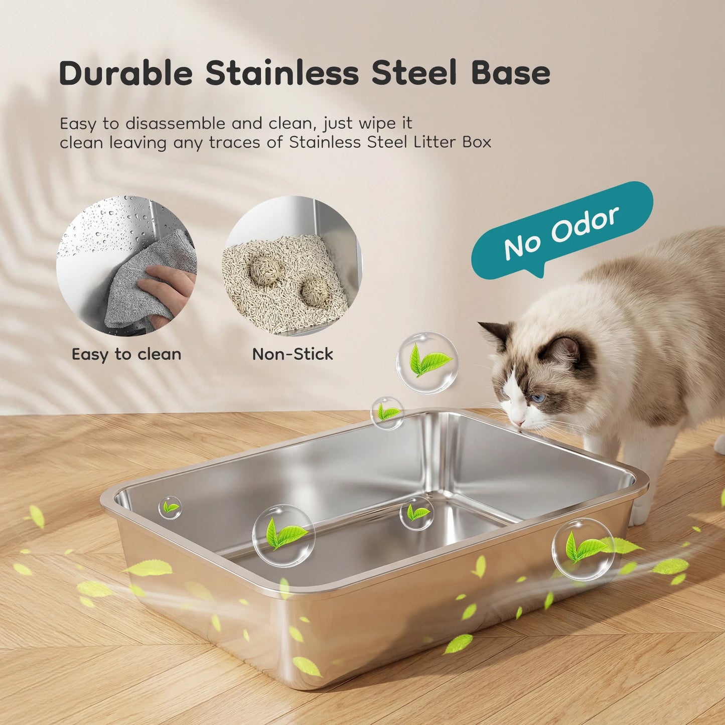 Stainless Steel Cat Litter Box With Fully Enclosed Design