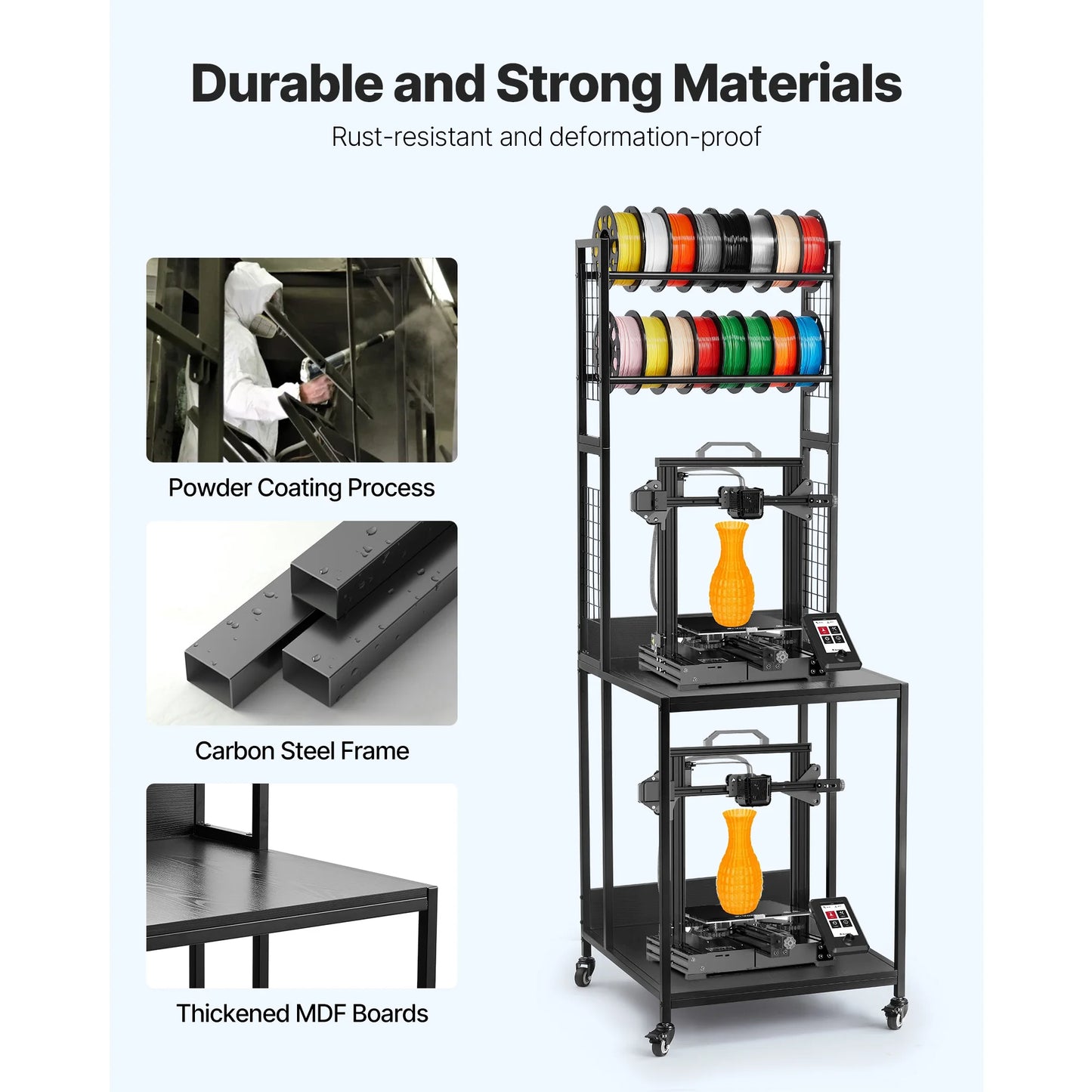 SucceBuy 4 Tier 3D Printer Filament Storage Rack With Wheels