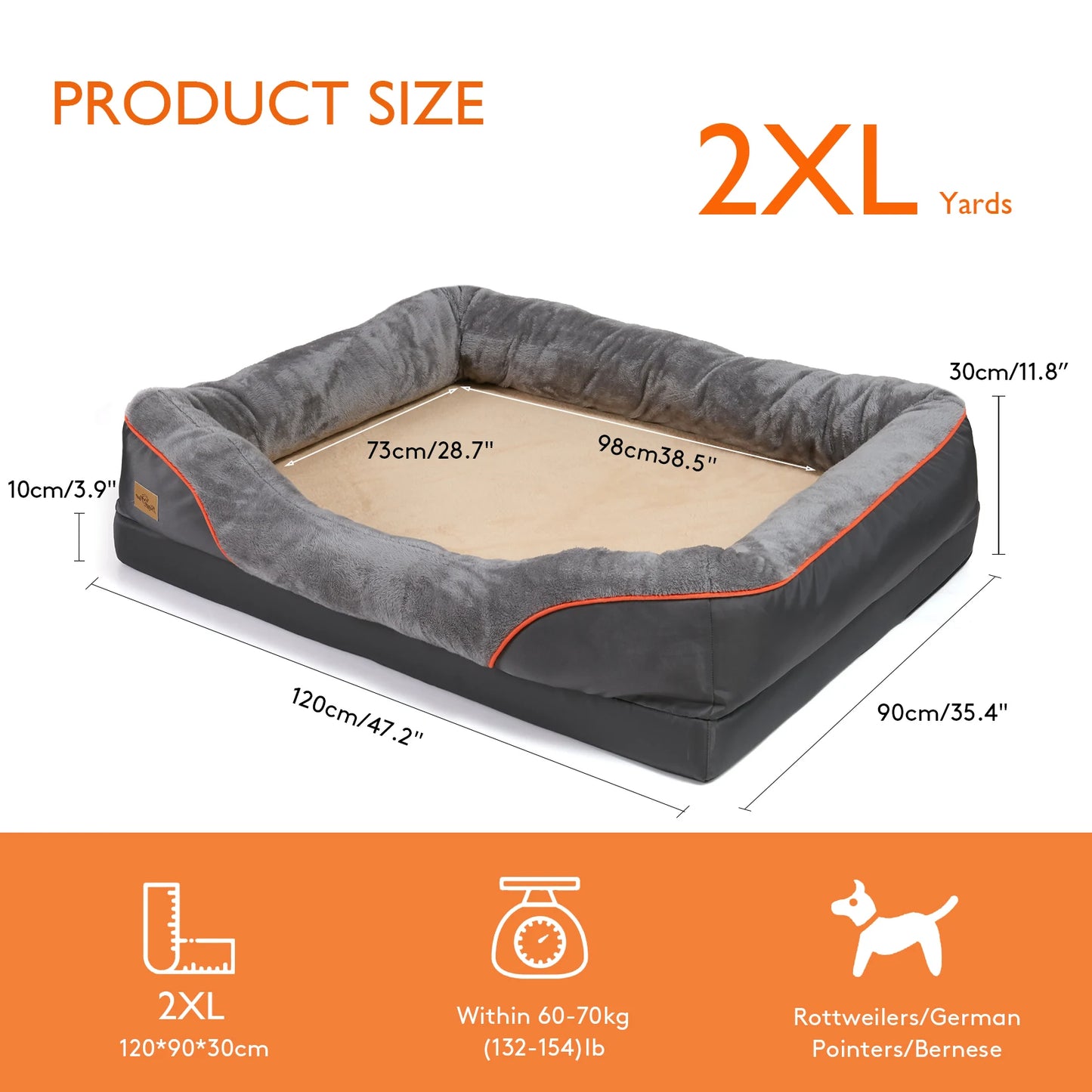 BINGOPAW Dog Bed Anti Allergy Warm Fleece Removable Waterproof Cover