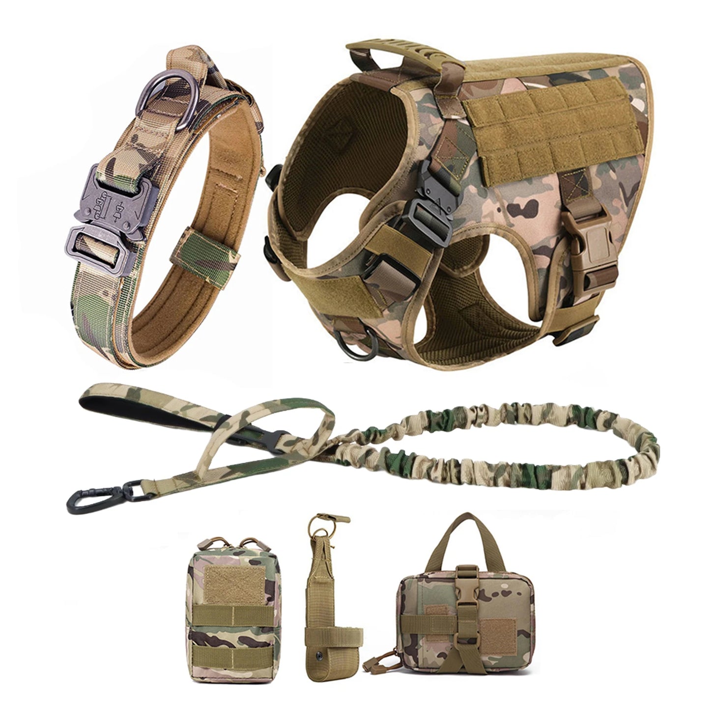 PETRAVELCN Tactical Dog Harness With Molle Pouches For Dogs