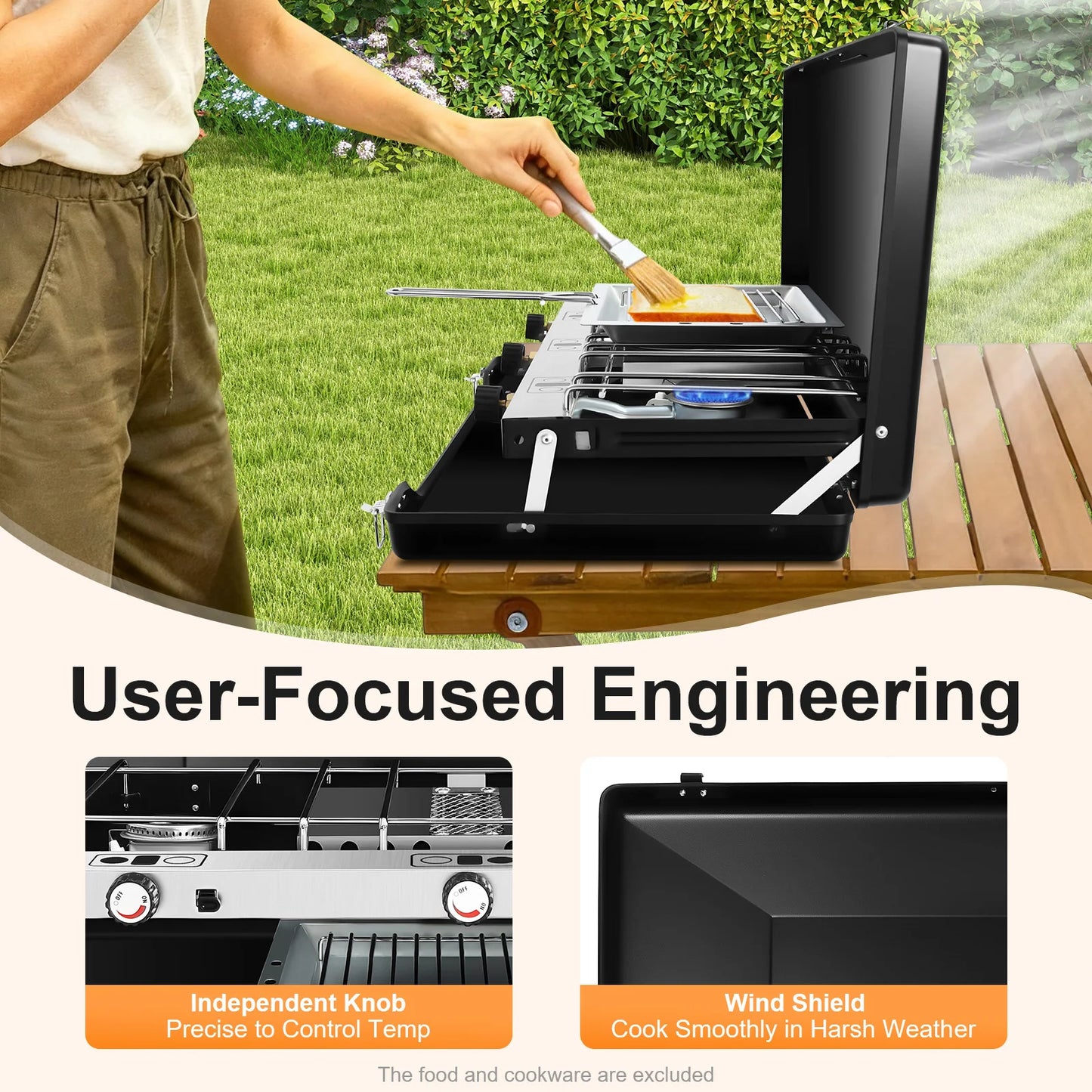 None Portable 3 Burner Gas Camping Stove Outdoor Grill