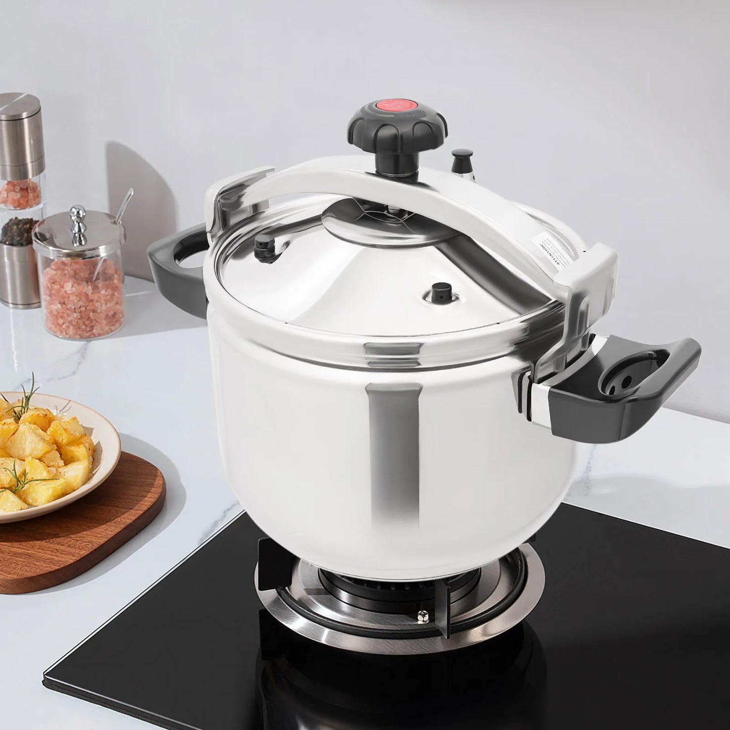 Bymaocar Silver 201 Stainless Steel Round Pressure Cooker