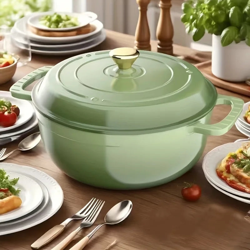 Cast Iron Dutch Oven With Lid Enamel Finish For Braising