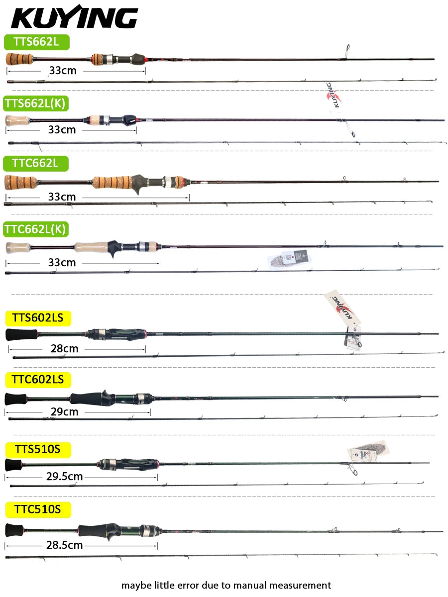 Kuying Teton Spinning Casting Rod Carbon 0.8-8g 1-8lb Fuji
